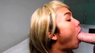 Teen ladyboy blows hard and fucked bareback
